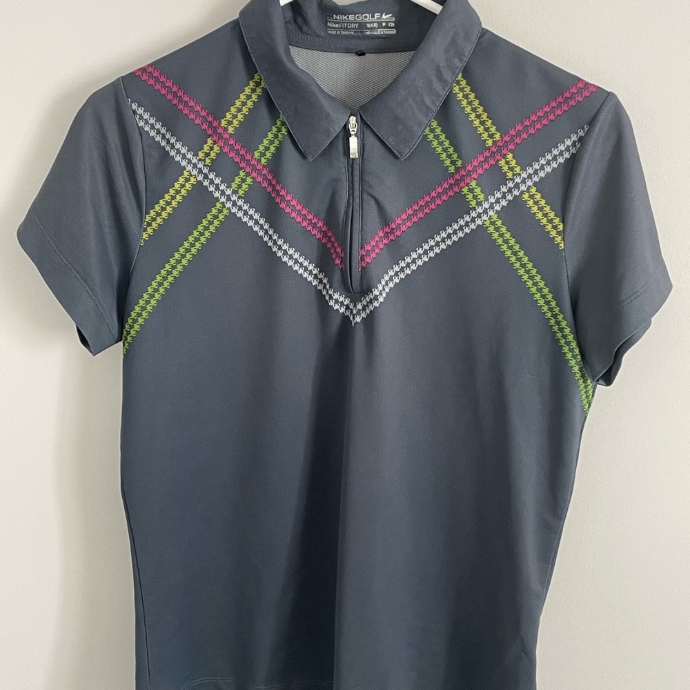 NikeGolf Dry Fit Polo - Grey with Argyle design